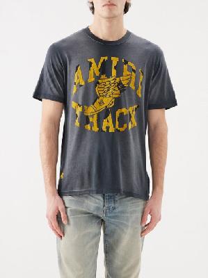 Amiri - Track-print Cotton T-shirt - Mens - Black Multi - XL