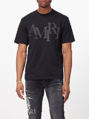 Amiri - Staggered Logo-print Cotton-jersey T-shirt - Mens - Black - L