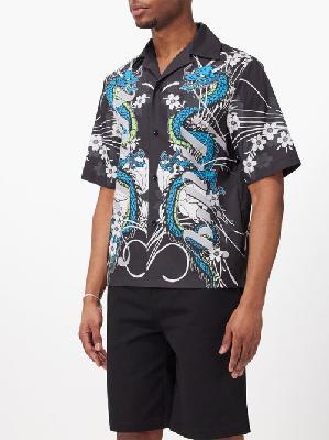 Amiri - Dragon-print Cotton Short-sleeved Shirt - Mens - Black Multi - L