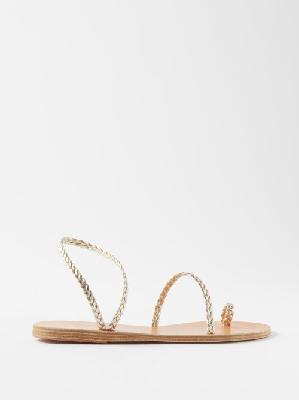 Ancient Greek Sandals - Eleftheria Braided-leather Flat Sandals - Womens - Gold - 36 EU/IT