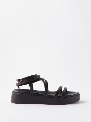 Ancient Greek Sandals - Aristea Wraparound-strap Flatform Sandals - Womens - Black - 36 EU/IT