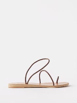 Ancient Greek Sandals - Nima Braided-leather Sandals - Womens - Dark Brown - 36 EU/IT