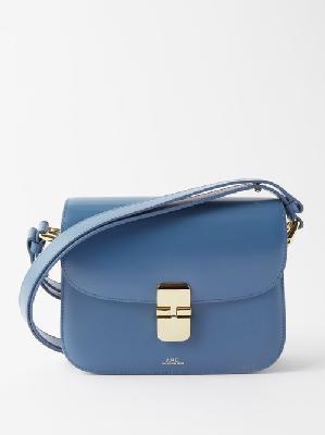 A.P.C. - Grace Smooth Leather Small Crossbody Bag - Womens - Light Blue - ONE SIZE