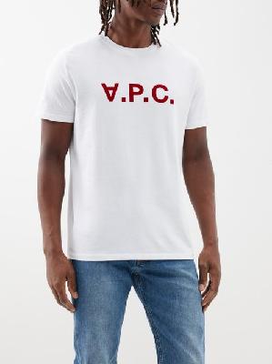 A.P.C. - Flocked-logo Cotton T-shirt - Mens - White - 3XL