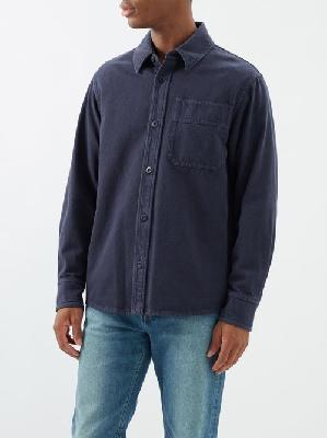 A.P.C. - Basile Logo-embroidered Cotton-twill Overshirt - Mens - Navy - M