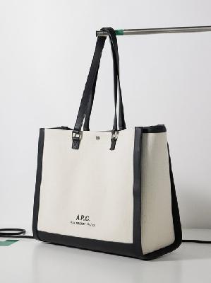 A.P.C. - Camille 2.0 Leather-trim Canvas Tote Bag - Womens - White Black - ONE SIZE