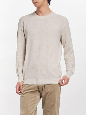 A.P.C. - Christian Knitted-cotton Sweater - Mens - Beige - L