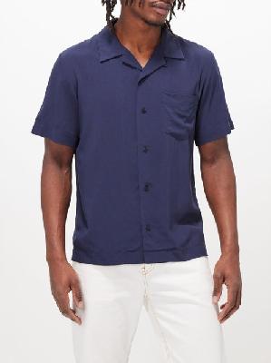 A.P.C. - Lloyd Viscose-crepe Short-sleeved Shirt - Mens - Navy - S