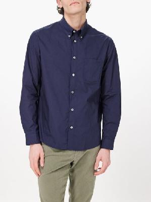 A.P.C. - Edouard Patch-pocket Cotton-poplin Shirt - Mens - Navy - L