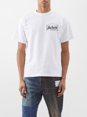 Aries - Temple-print Cotton-jersey T-shirt - Mens - White - S