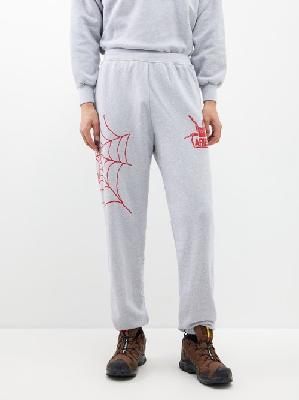 Aries - Silas Spider Cotton-jersey Track Pants - Mens - Grey - M