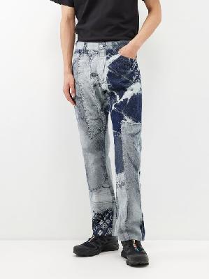 Aries - Lilly Jacquard-patchwork Straight-leg Jeans - Mens - Blue - 28 UK/US