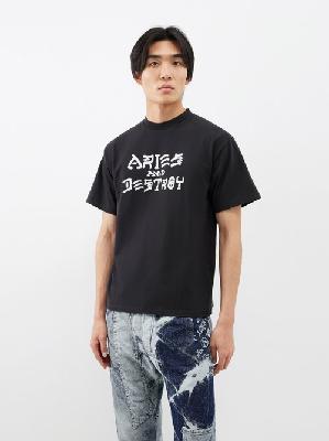 Aries - Logo-print Cotton-jersey T-shirt - Mens - Black - L