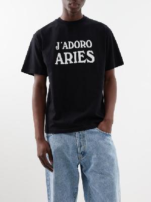 Aries - Logo-print Cotton-jersey T-shirt - Mens - Black - L
