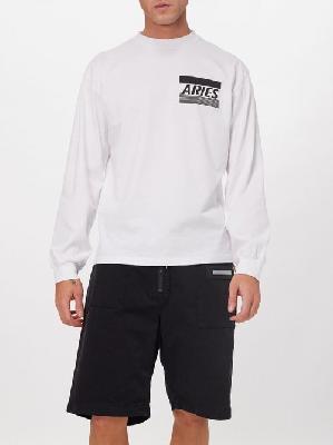 Aries - Credit Card-print Cotton-jersey T-shirt - Mens - White - M