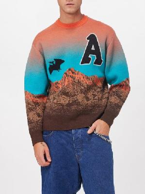 Aries - Cave They Verdant Wool-blend Sweater - Mens - Orange Multi - XL
