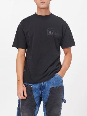 Aries - Temple-print Cotton-jersey T-shirt - Mens - Black - M