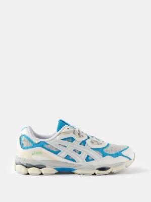 Asics - Gel-nyc Faux-leather And Mesh Trainers - Mens - White Blue - 10.5 UK