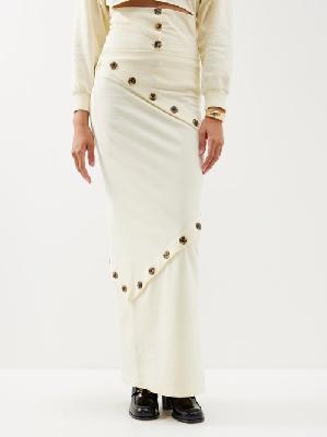 A.w.a.k.e. Mode - Buttoned Organic-cotton Jersey Maxi Skirt - Womens - Ivory - L