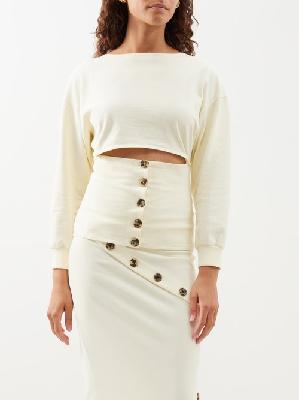 A.w.a.k.e. Mode - Buttoned Organic Cotton-jersey Sweatshirt - Womens - Ivory - L