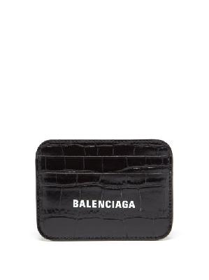 Balenciaga - Cash Logo-print Croc-effect Leather Cardholder - Womens - Black