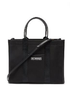Balenciaga - Neo Navy M Leather-trimmed Canvas Tote Bag - Womens - Black - ONE SIZE