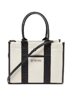 Balenciaga - Neo Navy S Leather-trimmed Canvas Tote Bag - Womens - Black Cream - ONE SIZE