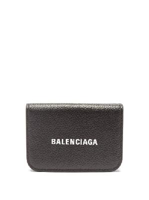 Balenciaga - Logo-print Grained-leather Bi-fold Wallet - Womens - Black White - ONE SIZE