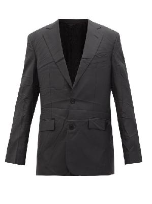 Balenciaga - Single-breasted Crinkled-twill Suit Jacket - Mens - Black