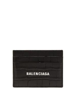 Balenciaga - Logo-print Croc-embossed Leather Cardholder - Mens - Black - ONE SIZE