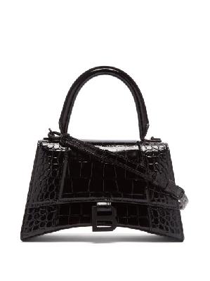 Balenciaga - Hourglass S Crocodile-effect Leather Bag - Womens - Black - ONE SIZE