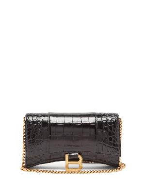 Balenciaga - Hourglass Crocodile-effect Leather Cross-body Bag - Womens - Black - ONE SIZE