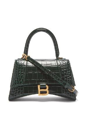 Balenciaga - Hourglass S Crocodile-effect Leather Bag - Womens - Dark Green - ONE SIZE