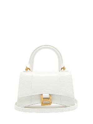 Balenciaga - Hourglass Xs Crocodile-effect Leather Bag - Womens - White - ONE SIZE