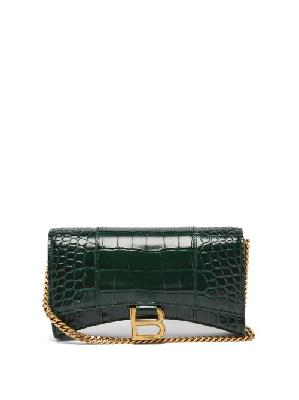 Balenciaga - Hourglass Croc-effect Leather Cross-body Bag - Womens - Dark Green - ONE SIZE