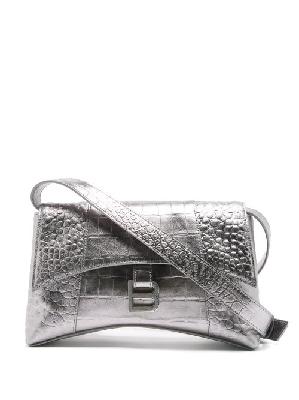 Balenciaga - Downtown Xs Croc-effect Leather Cross-body Bag - Womens - Silver - ONE SIZE