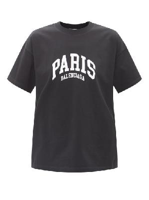 Balenciaga - Logo-print Cotton-jersey T-shirt - Womens - Black White - XS