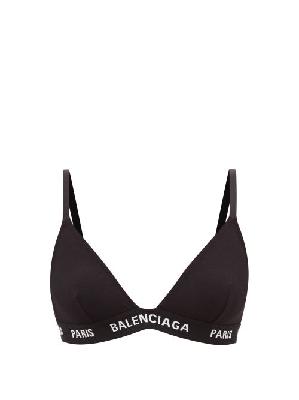 Balenciaga - Paris Logo-jacquard Cotton-blend Jersey Bra - Womens - Black/white