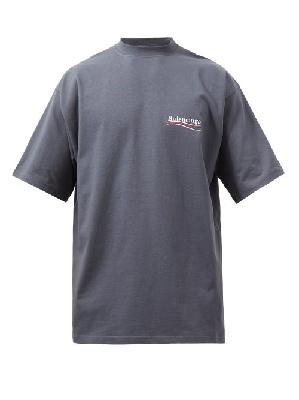 Balenciaga - Logo-embroidered Cotton-jersey T-shirt - Mens - Dark Grey - XS