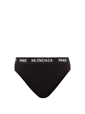 Balenciaga - Logo-jacquard High-rise Cotton-blend Briefs - Womens - Black/white