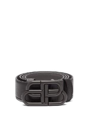 Balenciaga - Bb-buckle Reversible Leather Belt - Mens - Black Grey - 90 EU