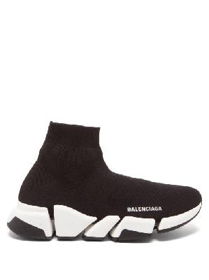 Balenciaga - Speed 2.0 Recycled-knit Trainers - Womens - Black White - 34 EU/IT