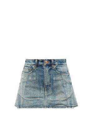Balenciaga - Side-slit Denim Mini Skirt - Womens - Light Denim - 34 FR