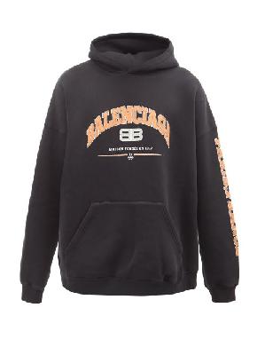 Balenciaga - Logo-print Jersey Hoodie - Mens - Black Orange - 2