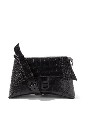 Balenciaga - Downtown Crocodile-effect Leather Shoulder Bag - Womens - Black - ONE SIZE