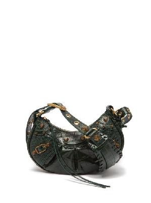 Balenciaga - Cagole Xs Croc-effect Leather Shoulder Bag - Womens - Dark Green - ONE SIZE
