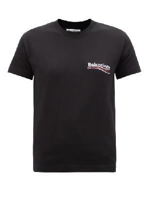 Balenciaga - Logo-embroidered Cotton-jersey T-shirt - Womens - Black - XS