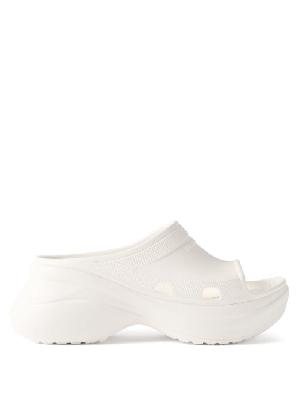 Balenciaga - X Crocs Logo-embossed Platform Slides - Womens - White - 36 EU/IT