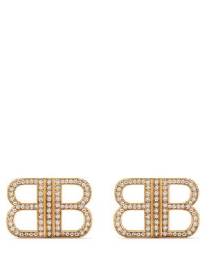 Balenciaga - Crystal Bb Earrings - Womens - Gold - ONE SIZE