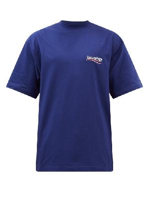 Balenciaga - Logo-embroidered Cotton-blend Jersey T-shirt - Mens - Blue White - XXS
